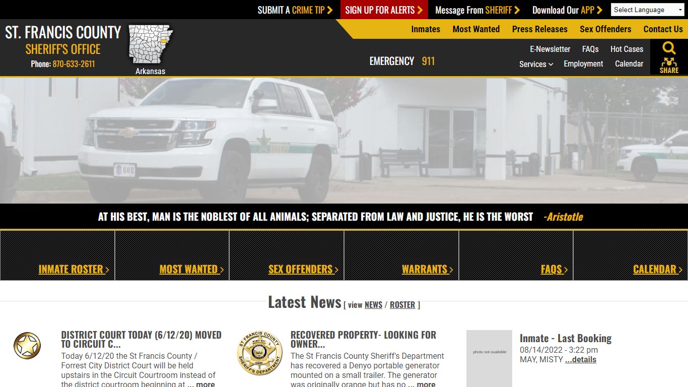 Inmate Roster - St. Francis County Sheriff