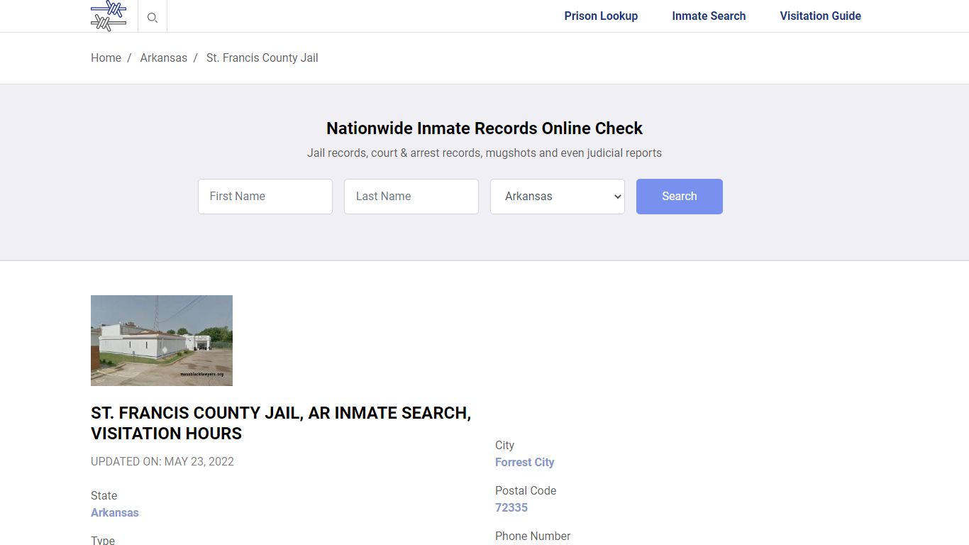 St. Francis County Jail, AR Inmate Search, Visitation Hours